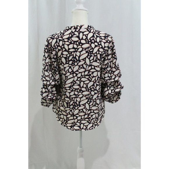 Willow Drive Womens Multicolor Gathered Puffy Sleeve V Neck Blouse XS NWT - Picture 5 of 6